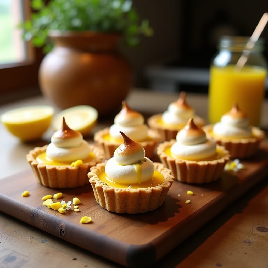 Tartaletas de Base de Chía con Relleno de Limón y Merengue de Garbanzo