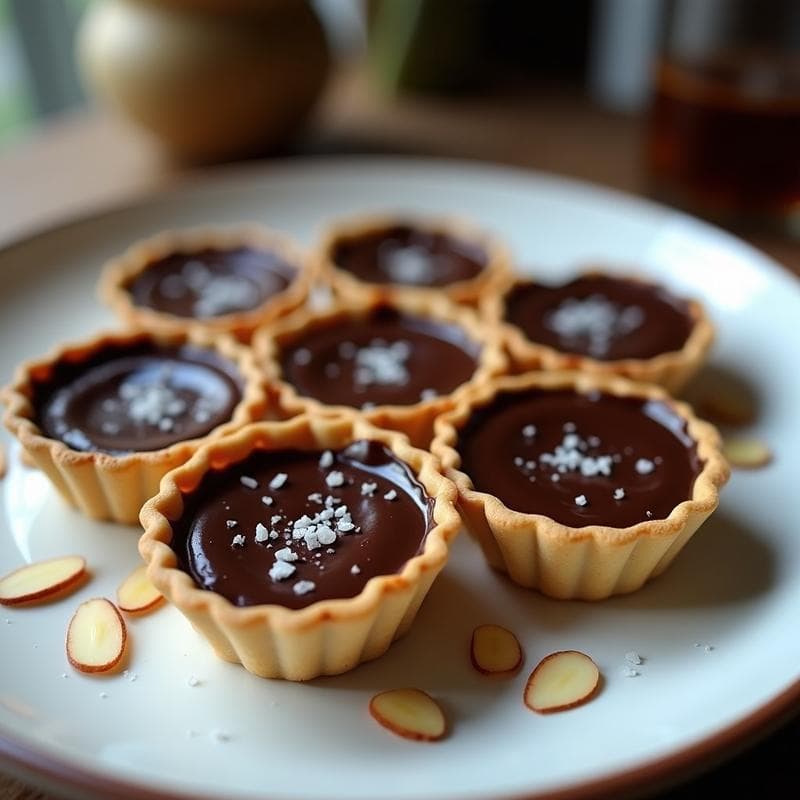 Tartaletas de Chocolate 85% y Aceite de Oliva con Sal Maldon: Postre Gourmet Sin Azúcar