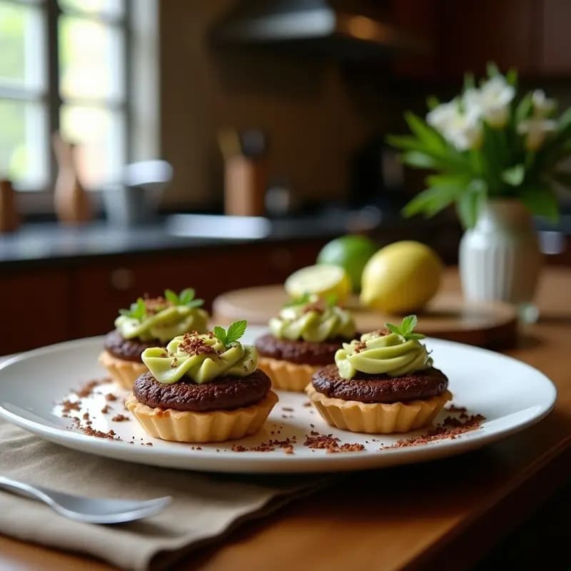 Tartaletas de Chocolate con Relleno de Aguacate y Cacao: Postre Decadente Sin Cocción