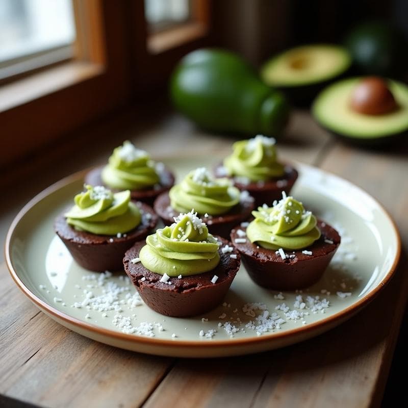 Tartaletas de Chocolate y Aguacate con Virutas de Coco: Postre Keto Sin Horno
