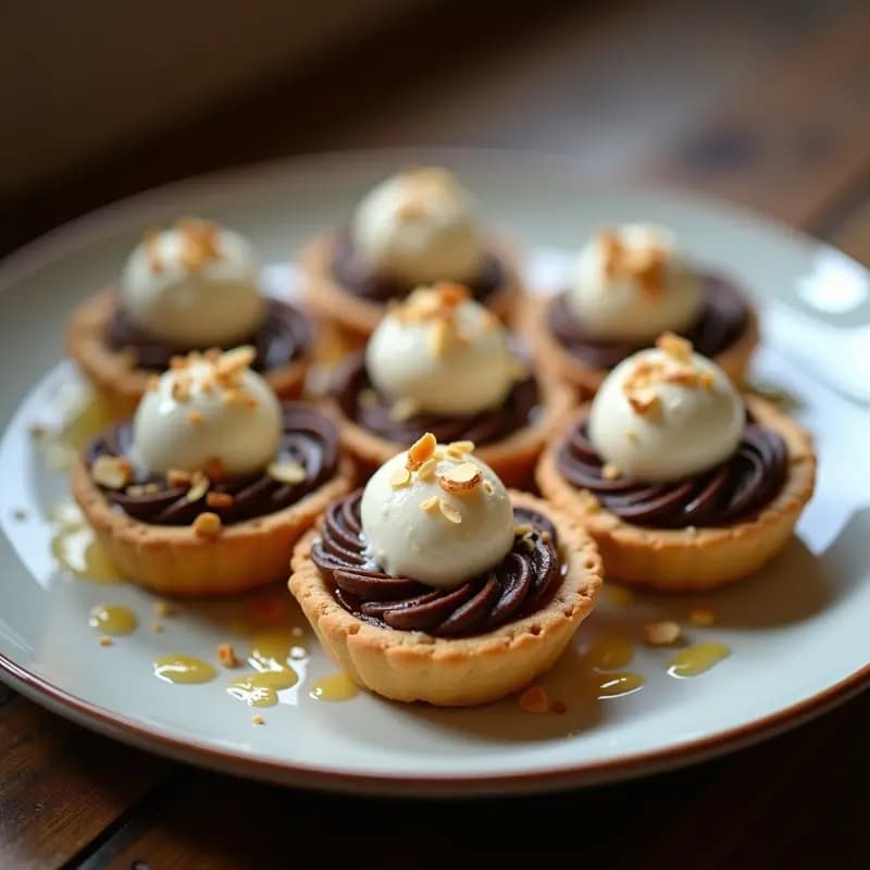 Tartaletas de Chocolate y Alcachofa con Helado de Yogur Griego: Postre Griega Sorprendente