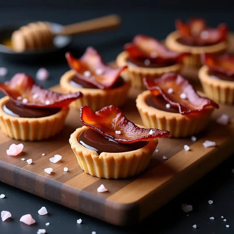 Tartaletas de Chocolate y Bacon Cruzado con Sal de Himalaya: Postre Dulce-Salado en 15 Minutos