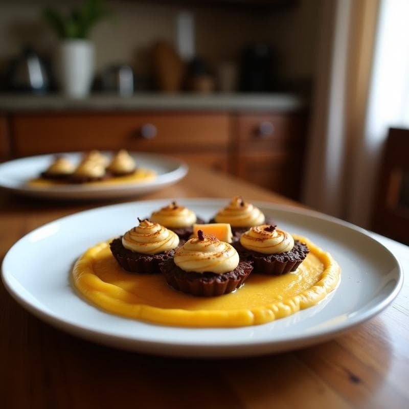 Tartaletas de Chocolate Negro y Puré de Batata con Toque de Naranja
