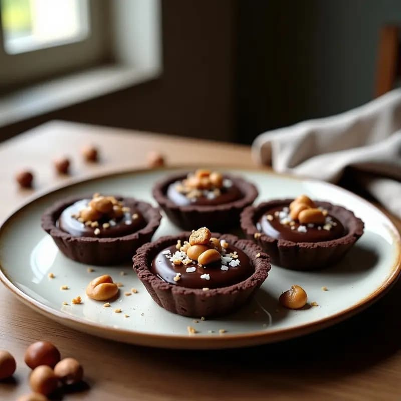 Tartaletas de Chocolate y Pasta de Avellana con Sal de Malta: Postre Italiano Sin Lactosa
