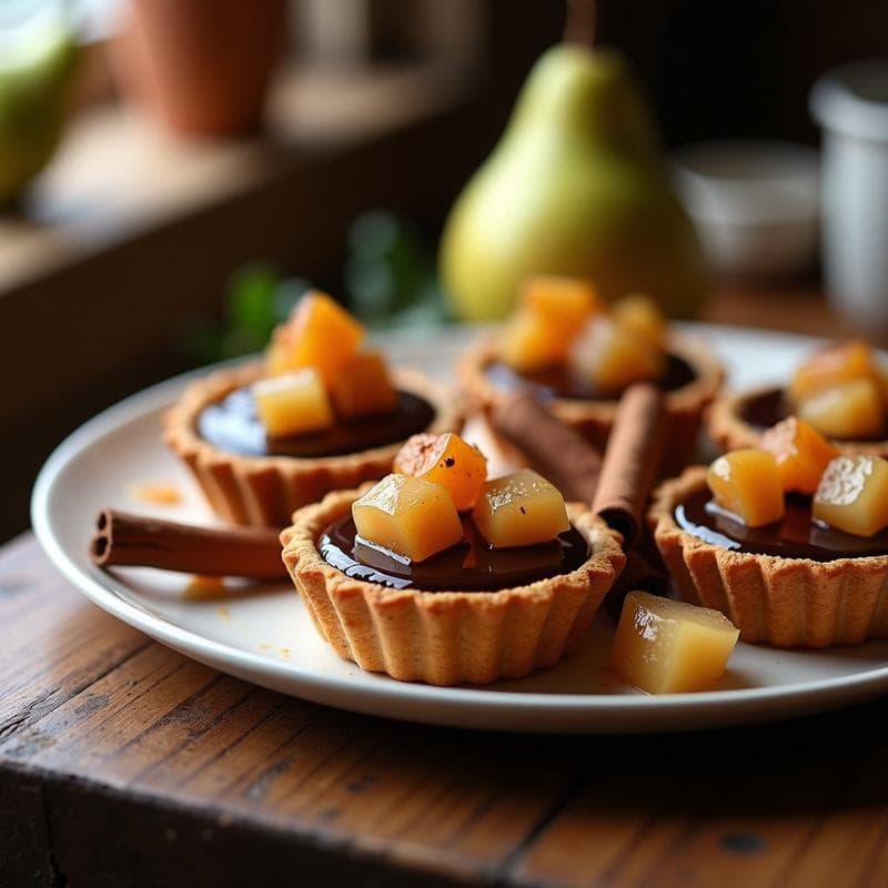 Tartaletas de Chocolate y Pera con Masa de Almendra: Postre Francés Sin Harina en 15 Minutos
