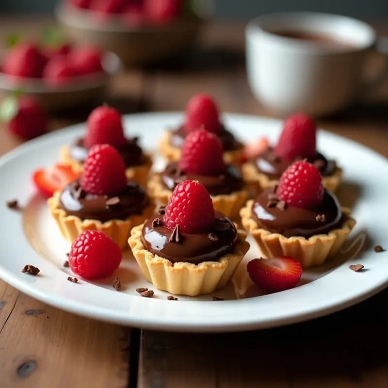 Tartaletas de Chocolate con Relleno de Nutella y Frutos Rojos: Postre que Tentación Pura