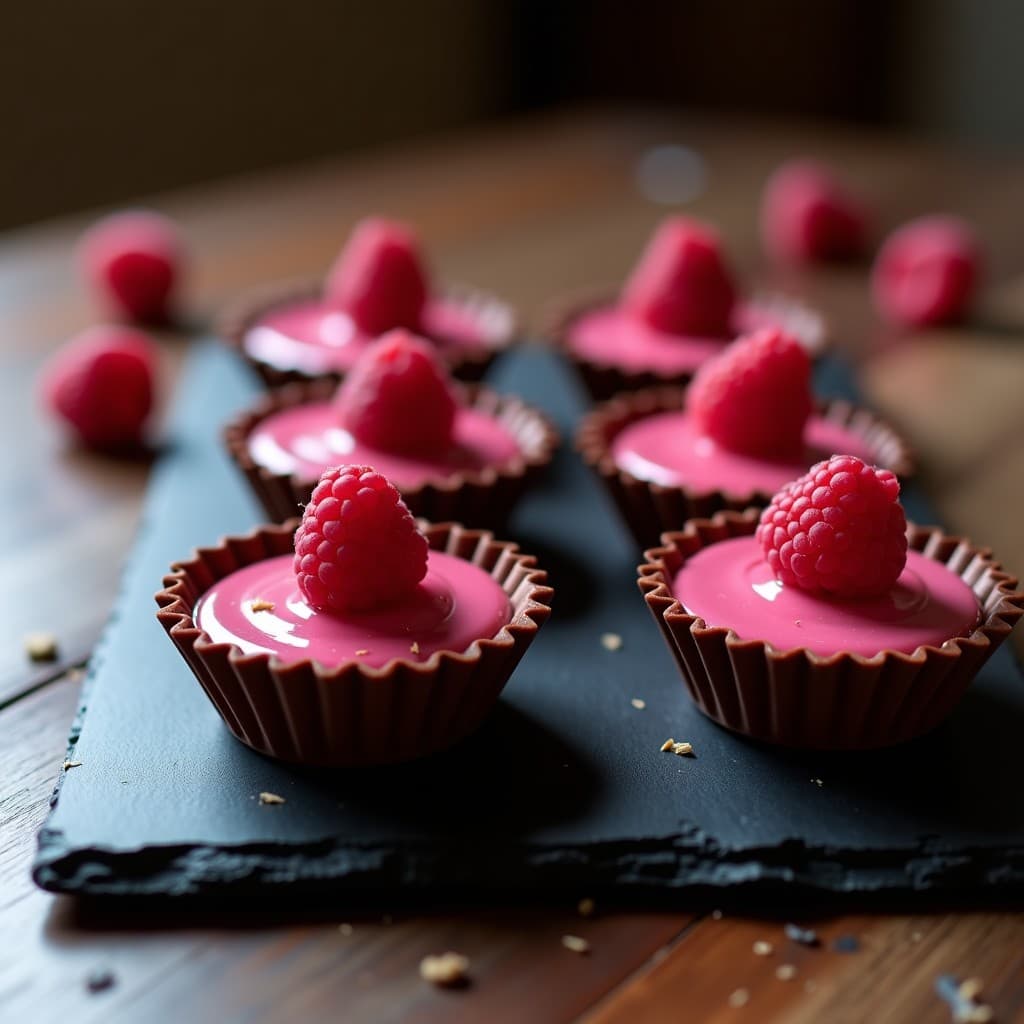 Tartaletas de Chocolate Rubí y Frambuesas Liofilizadas: Postre Keto Sin Horno
