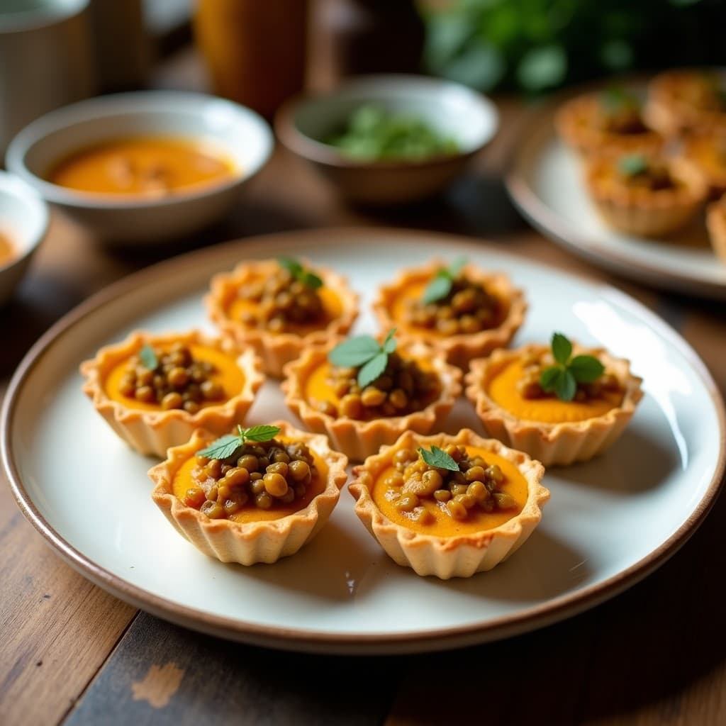 Tartaletas de Harina de Coco con Relleno de Curry de Lentejas y Calabaza: Receta Sri Lankesa Vegana
