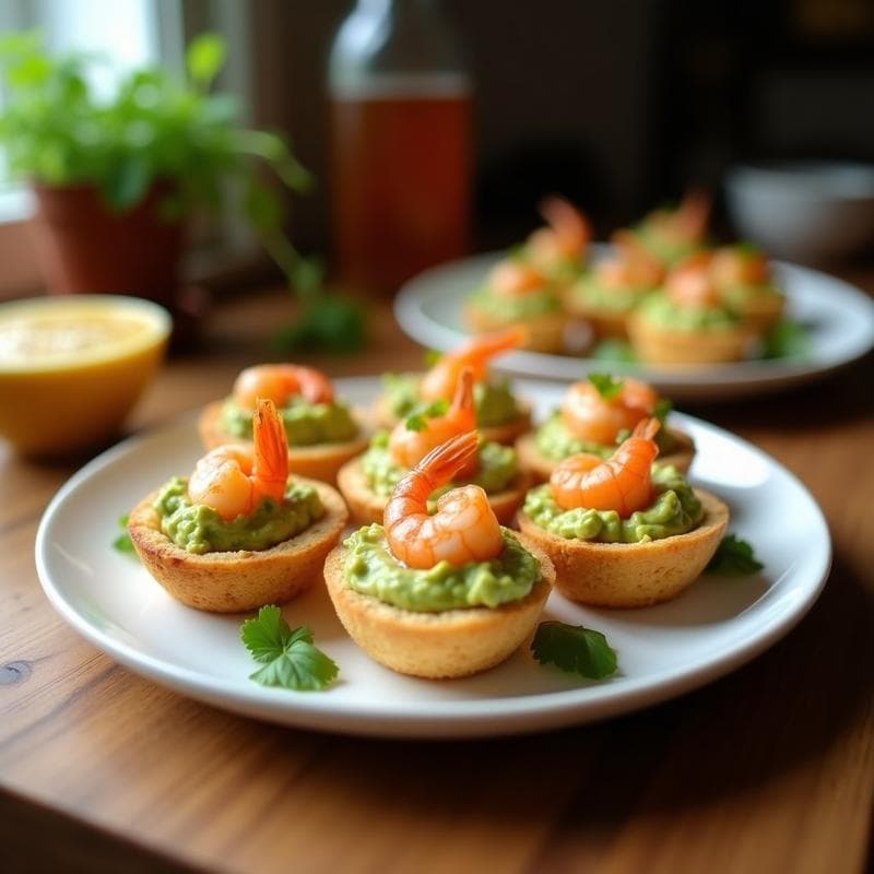 Tartaletas de Harina de Coco con Relleno de Guacamole y Langostinos: Aperitivo Keto Crujiente
