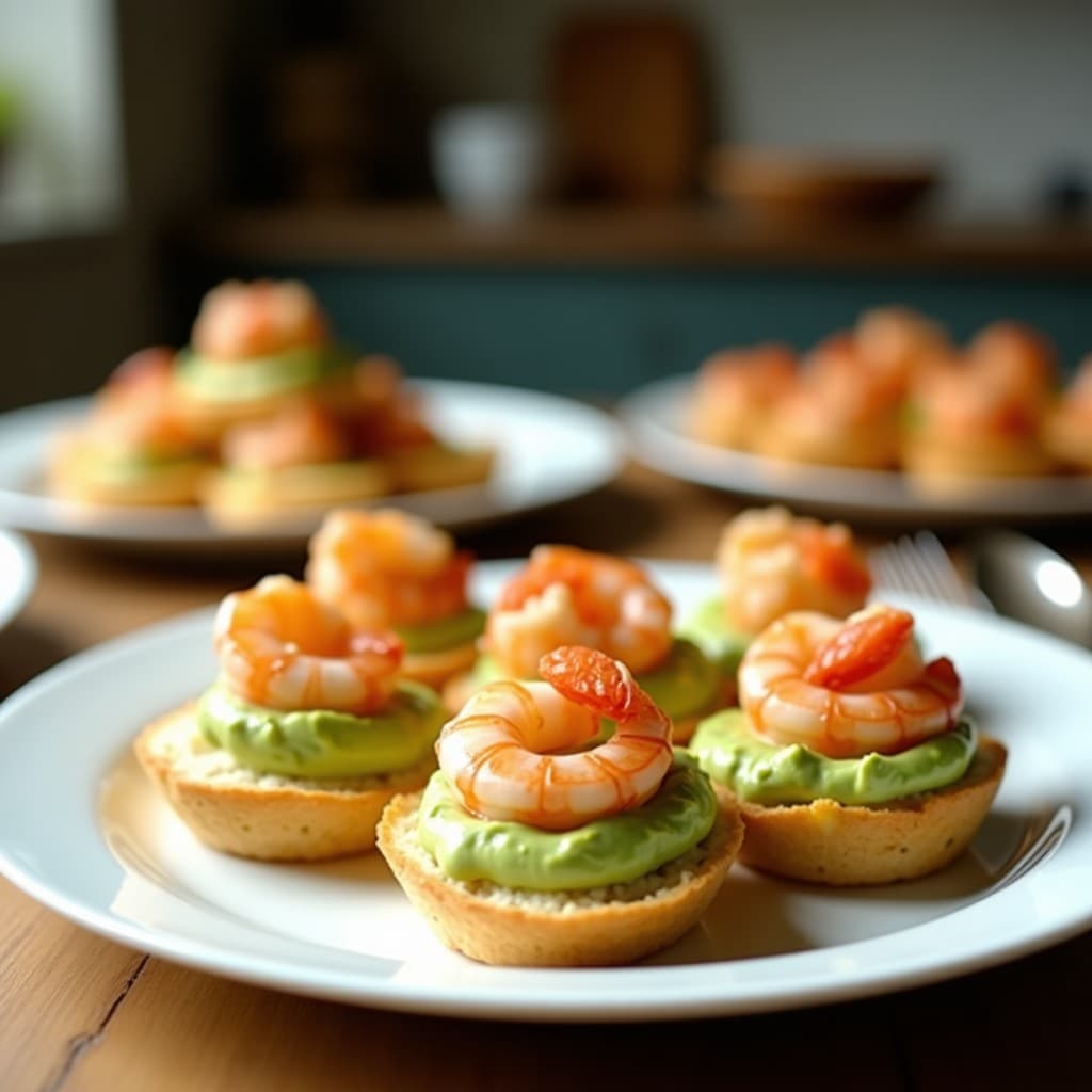 Tartaletas de Base de Coco con Crema de Guacamole y Langostinos: Aperitivo Sin Gluten y Alto en Omega-3