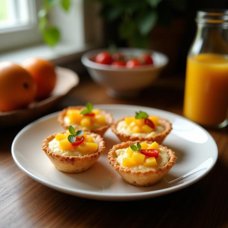 Tartaletas de Base de Coco y Relleno de Mango con Chile: Postre Tailandés Sin Horno