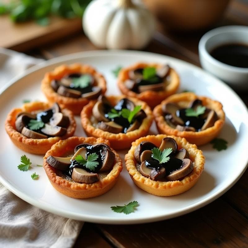 Tartaletas de Coliflor y Champiñones Portobello con Salsa de Ajo Negro: Receta Keto en Airfryer