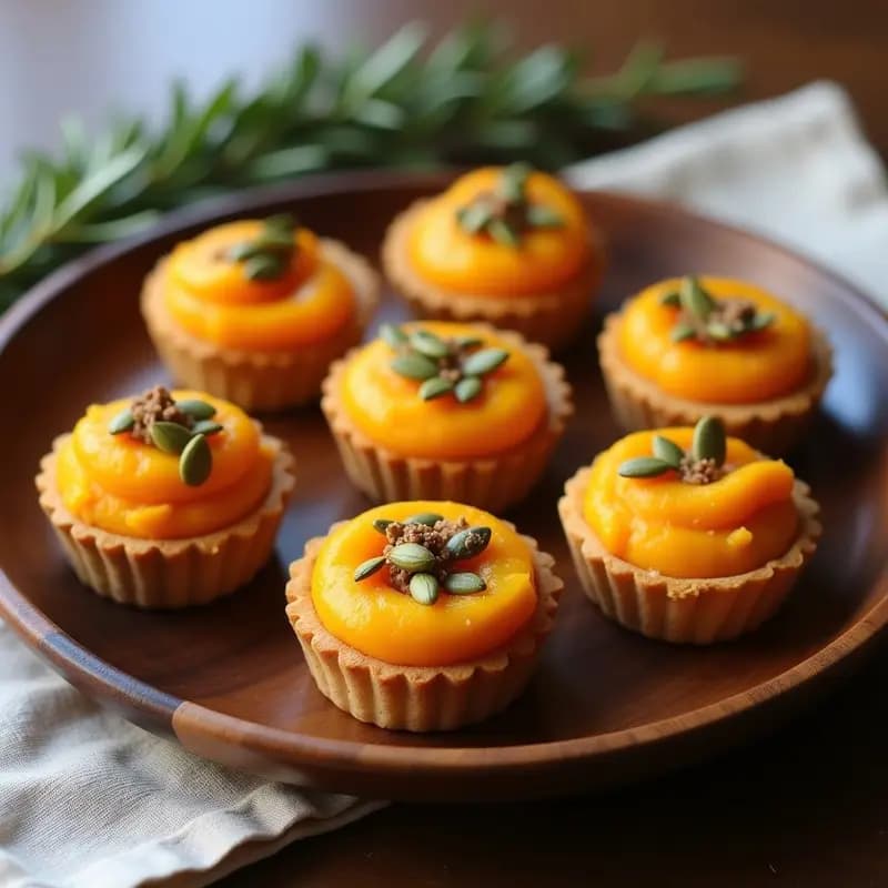 Tartaletas de Base de Coliflor con Puré de Calabaza Kabocha y Semillas de Calabaza: Entrante Sin Horno