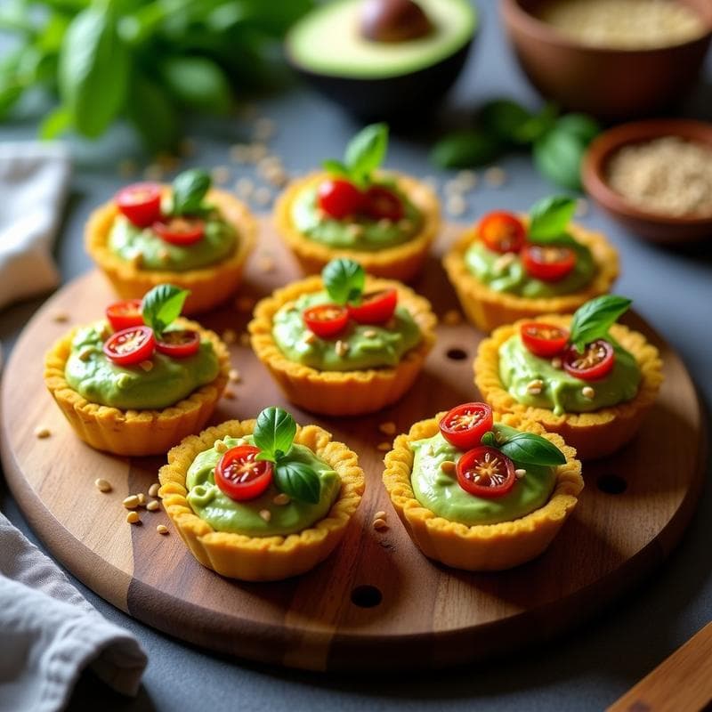Tartaletas de Base de Cúrcuma con Crema de Aguacate y Tomates Secos: Aperitivo Antiinflamatorio
