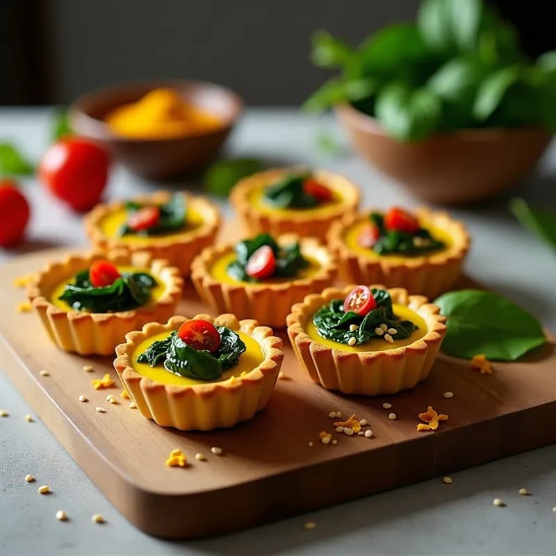 Tartaletas de Cúrcuma y Espinacas: Receta Vegana Sin Horno y Alta en Hierro