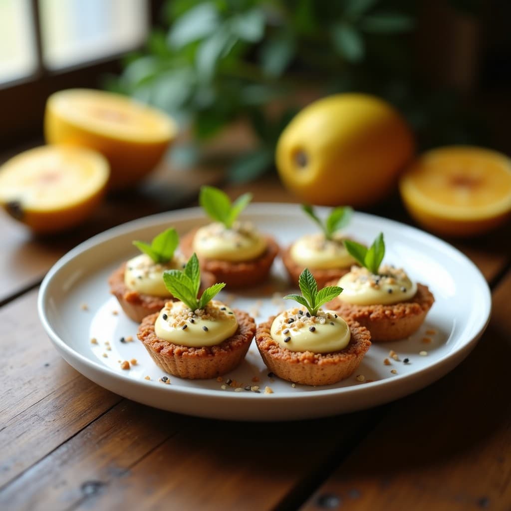 Tartaletas de Base de Dátiles y Nueces con Crema de Guanábana: Postre Sin Horno y Sin Lácteos