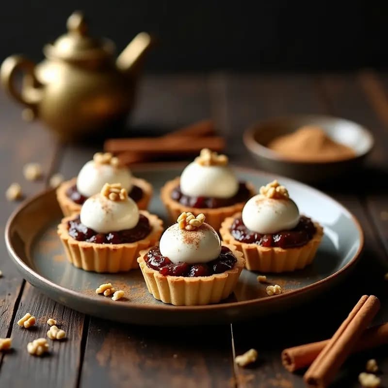 Tartaletas de Dátiles y Nueces con Helado de Yogur Griego: Postre Árabe Sin Horno