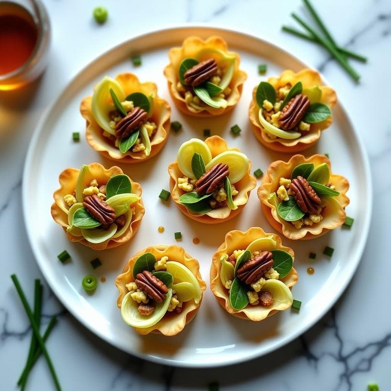 Tartaletas de Endivias y Nueces con Vinagreta de Miel y Mostaza: Entrante Belga Elegante