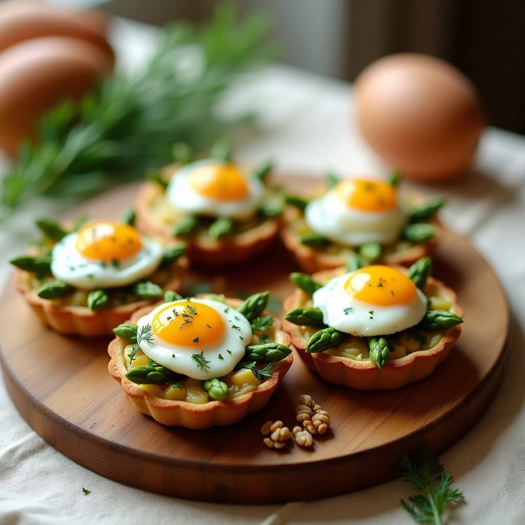 Tartaletas de Espárragos y Huevo Poché: Receta Francesa Elegante y Alta en Proteína