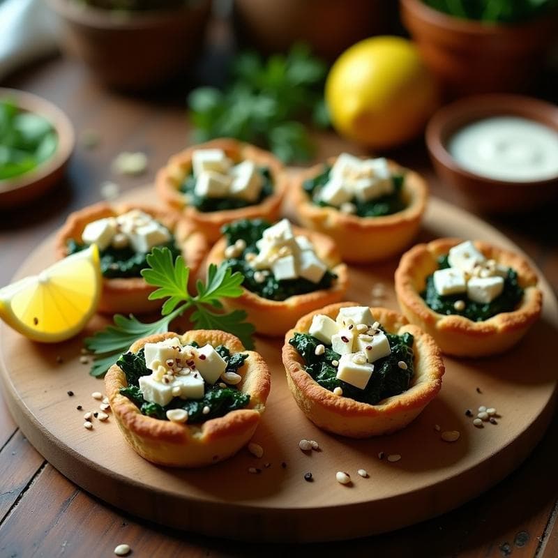 Tartaletas de Espinaca y Queso Feta con Masa de Almendras: Entrante Griego Sin Harina