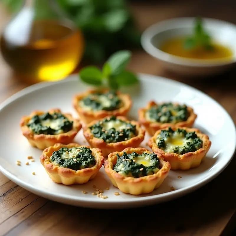 Tartaletas de Espinaca y Queso de Soja: Receta Griega Vegana en Horno con Masa de Garbanzo en 20 Minutos