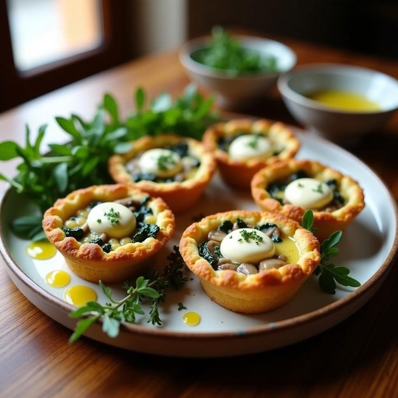 Tartaletas de Espinacas y Hongos Portobello Veganas: Receta Gourmet en Molde Desmontable