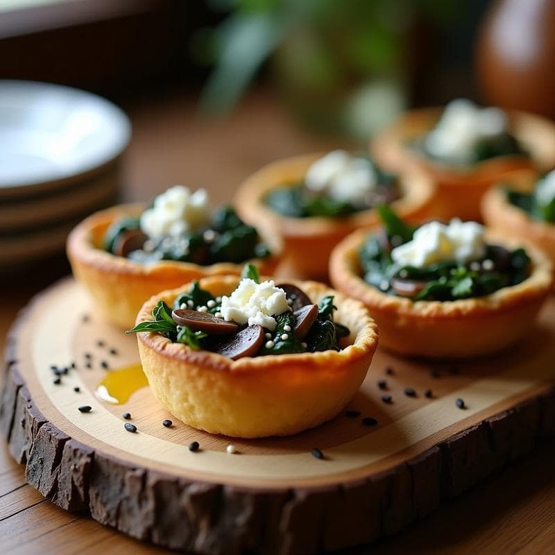 Tartaletas de Espinacas y Hongos Shitake: Receta con Umami Intenso y Sin Horno