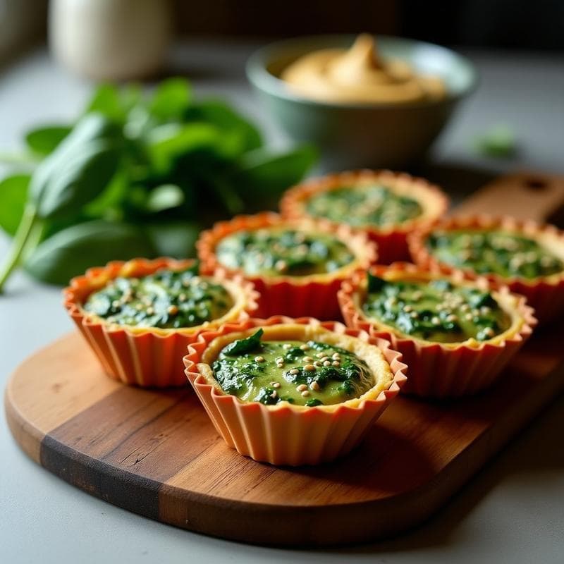 Tartaletas de Espinacas y Tofu Vegano: Receta Crujiente en Molde Sin Horno