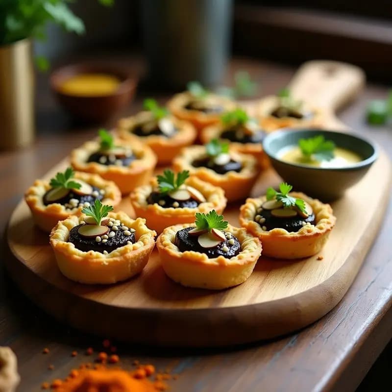 Tartaletas de Masa de Garbanzo y Berenjena Ahumada: Aperitivo Indio Keto y Sin Horno