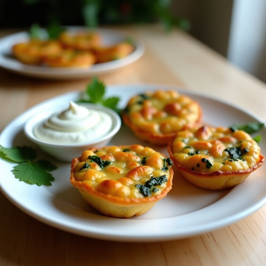 Tartaletas de Garbanzo y Espinaca con Salsa de Yogur de Soja: Receta Indiana en Airfryer