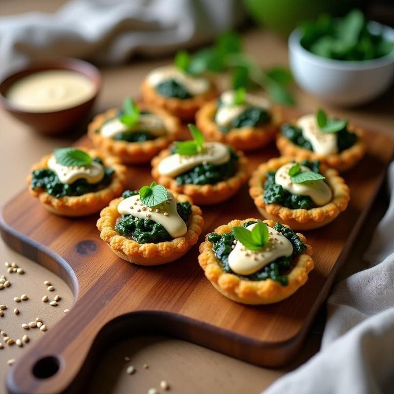 Tartaletas de Garbanzo y Espinaca con Crema de Tahini: Receta Árabe Vegana y Sin Gluten