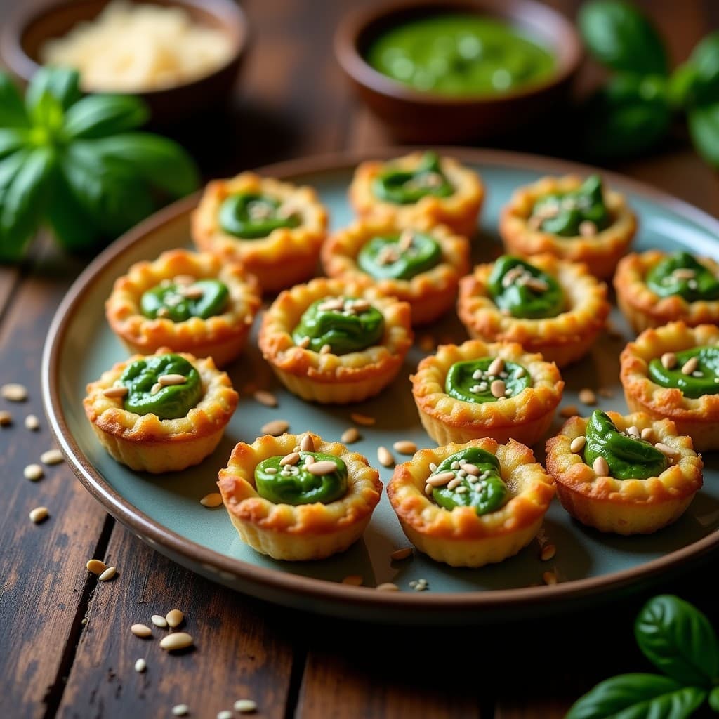 Tartaletas de Masa de Garbanzo con Pesto de Albahaca: Aperitivo Sin Gluten y Crujiente