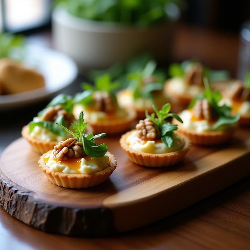 Tartaletas de Gorgonzola y Nueces con Miel: Receta Gourmet en 20 Minutos con Toque Dulce-Salado