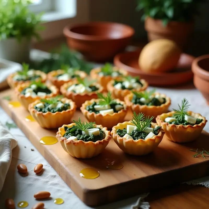Tartaletas Griegas de Espinacas y Feta: Receta Spanakopita en Versión Mini