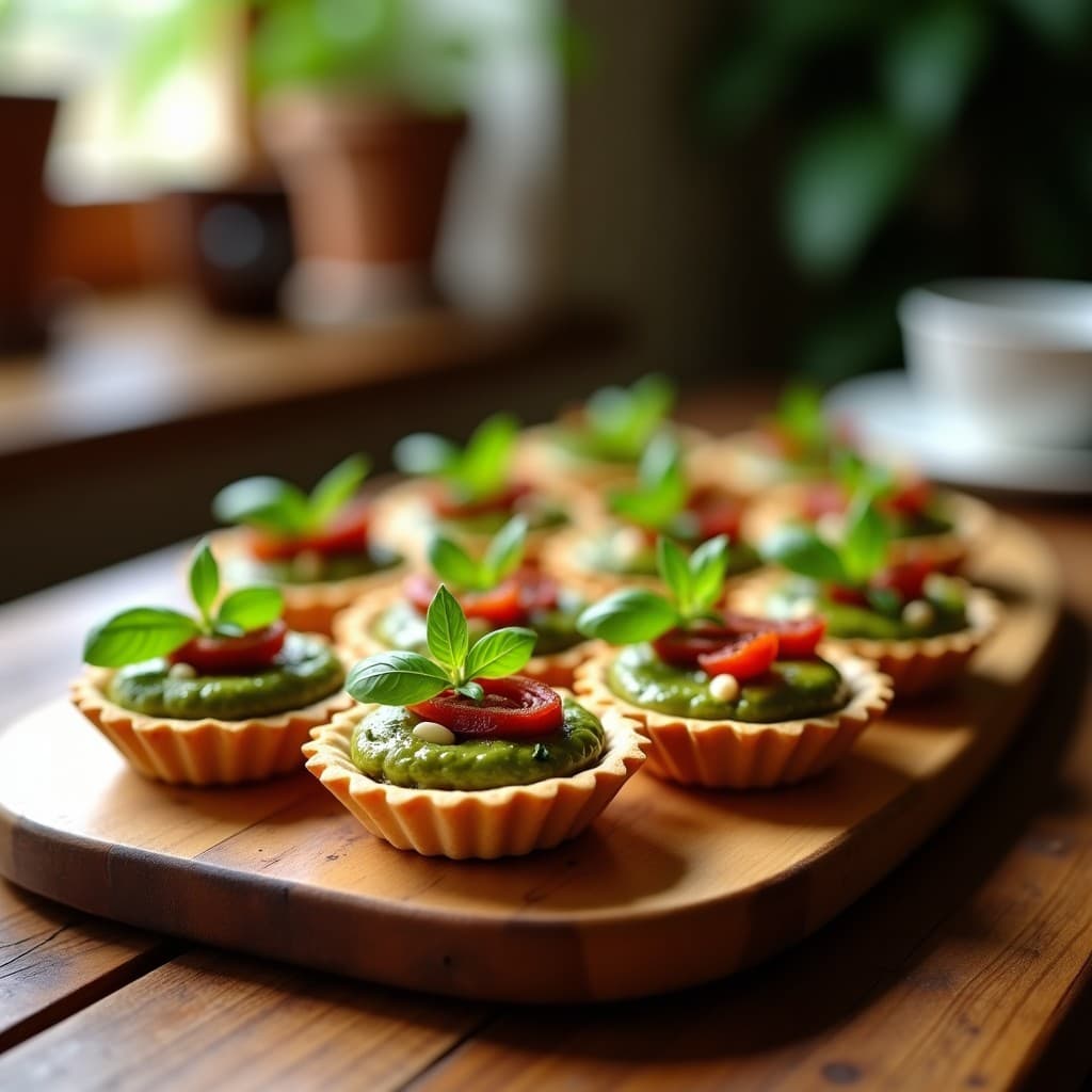 Tartaletas de Harina de Almendra y Pesto de Albahaca con Tomates Secos: Entrante Italiano Sin Gluten