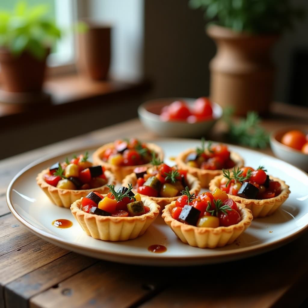 Tartaletas de Harina de Almendra con Relleno de Ratatouille: Receta Francesa Vegana y Sin Gluten