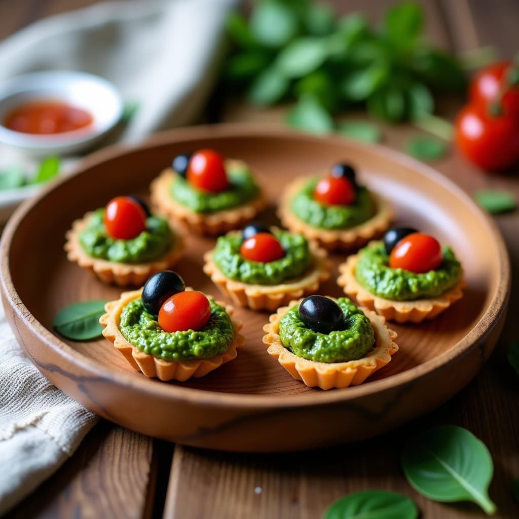 Tartaletas de Harina de Garbanzo y Pesto de Espinacas: Postre Salado Vegano en 15 Minutos