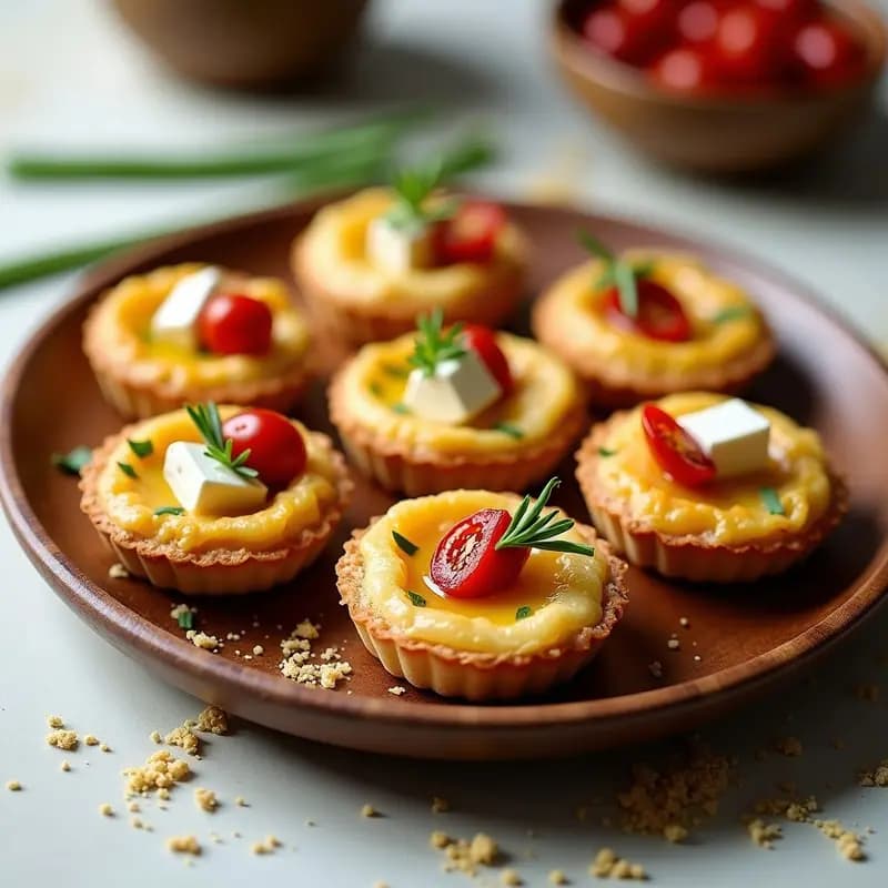 Tartaletas de Harina de Plátano y Queso Feta con Tomates Secos: Desayuno Griego Sin Horno
