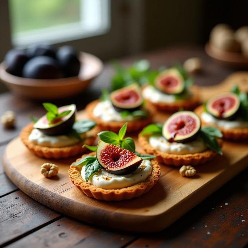 Tartaletas de Higos Frescos y Queso de Burrata: Receta Italiana con Reducción de Vinagre Balsámico