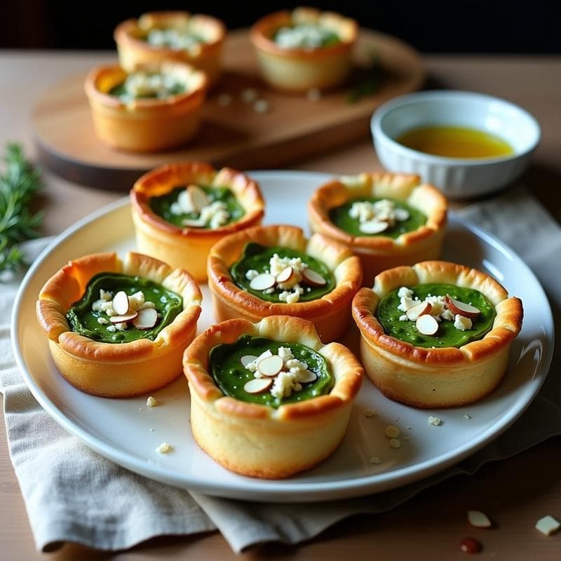 Tartaletas de Hojaldre Sin Gluten con Crema de Espárragos y Espinacas: Receta en molde crujiente
