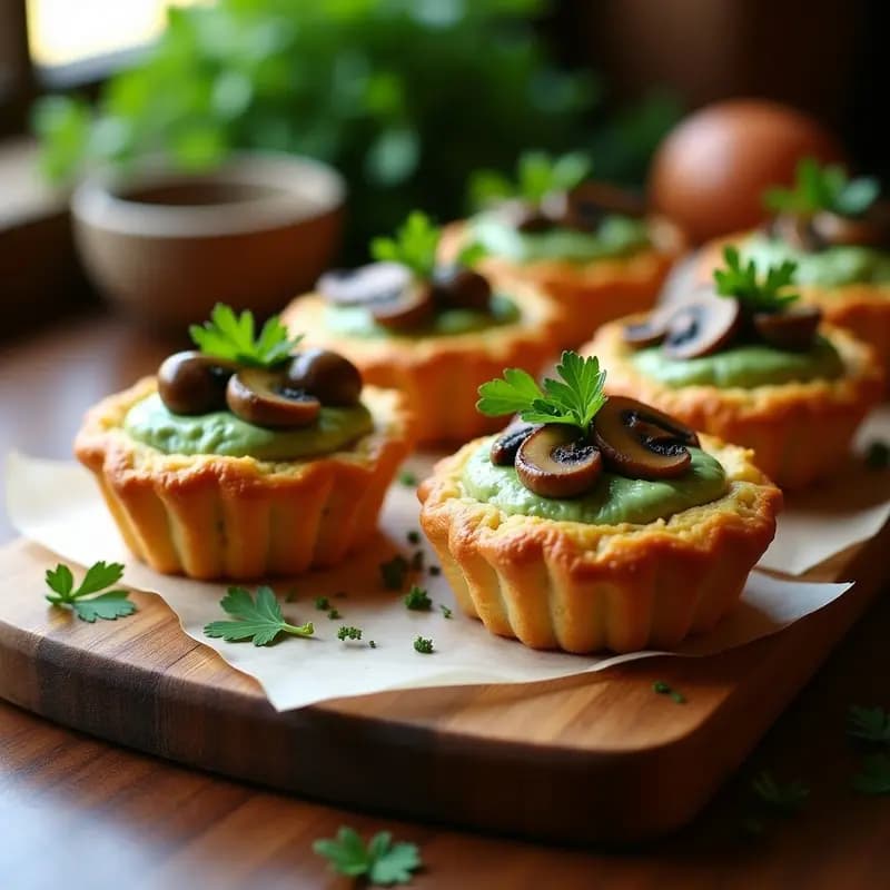 Tartaletas de Hojaldre con Crema de Espinacas y Champiñones Salteados: Aperitivo Francés en Airfryer