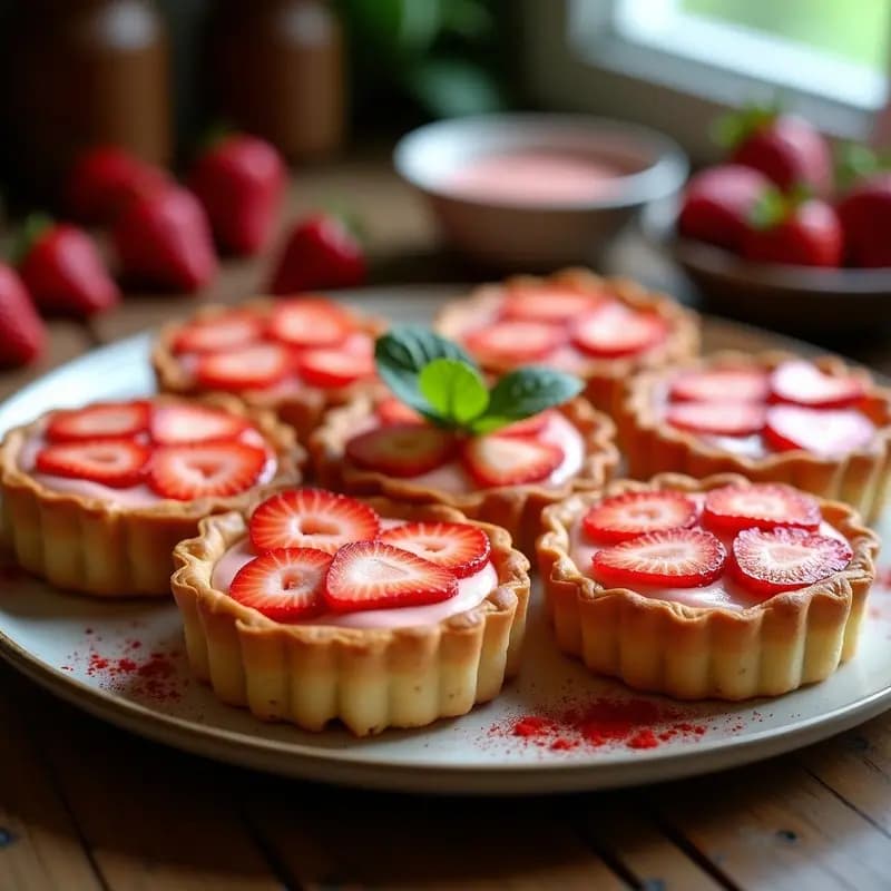 Tartaletas de Hojaldre vegano con Crema de Chamoy y Fresas: Postre Mexicano Sin Lácteos