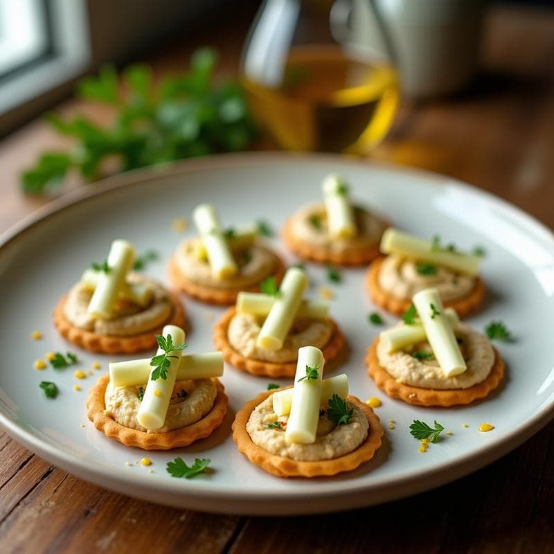 Tartaletas de Hummus y Espárragos Blancos: Aperitivo Vegano con Toque Francés