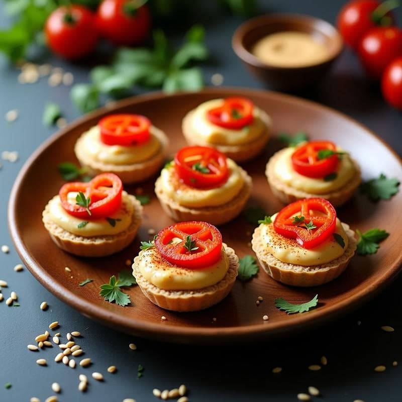 Tartaletas de Hummus y Pimientos Asados: Entrante Vegano Sin Horno