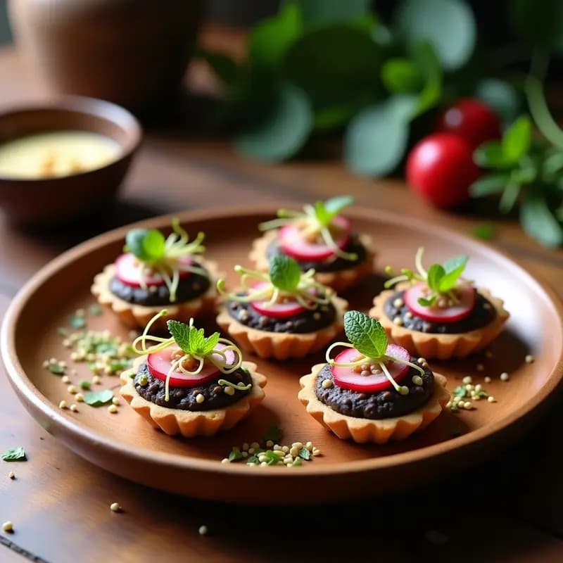 Tartaletas de Hummus y Rábanos con Germinados: Entrante Libanés Vegano y Crudo