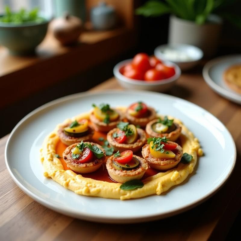 Tartaletas de Hummus y Verduras Asadas: Entrante Libanés Sin Horno