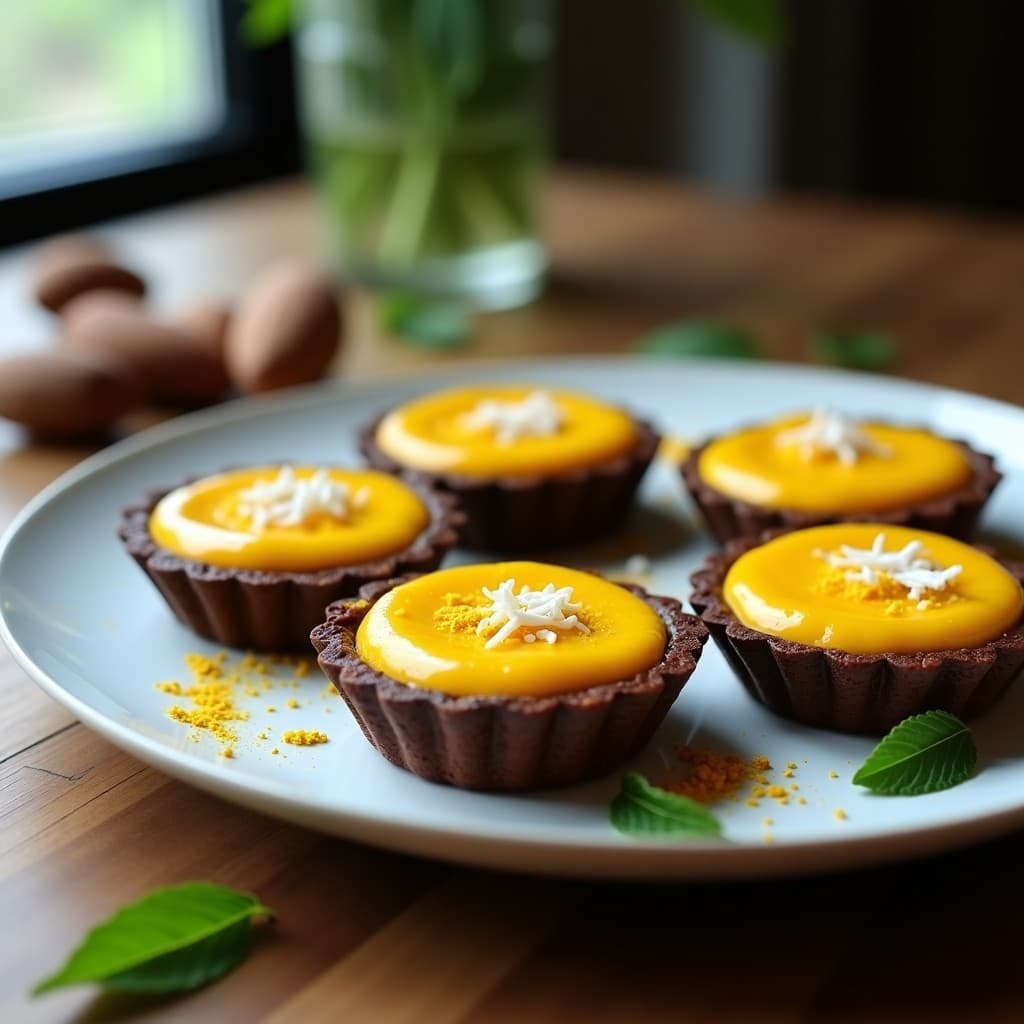 Tartaletas de Base de Kokum y Relleno de Cúrcuma: Postre Indio Vegano Sin Horno