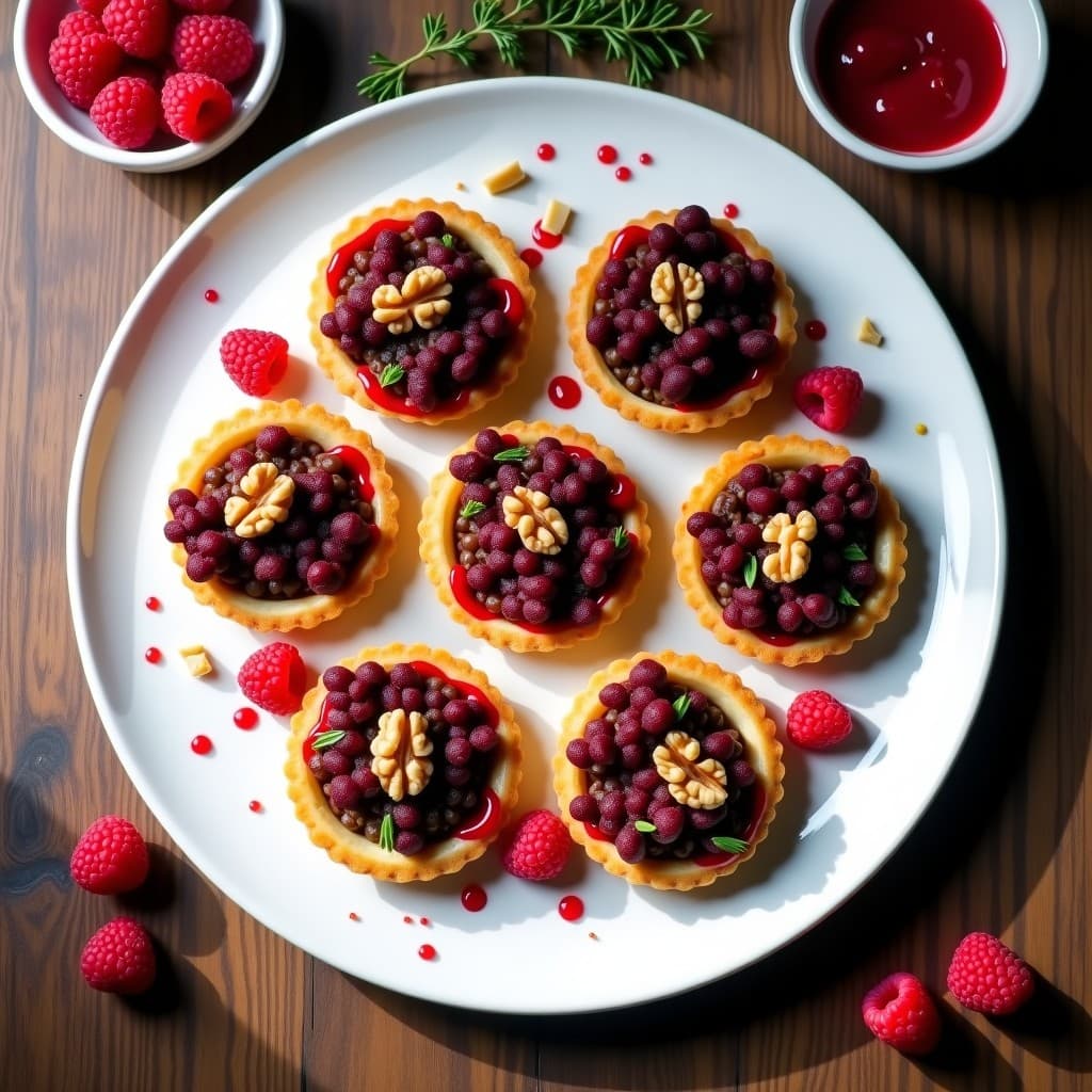 Tartaletas de Lentejas Beluga y Remolacha con Vinagreta de Frambuesa: Receta Vegana Gourmet en Airfryer