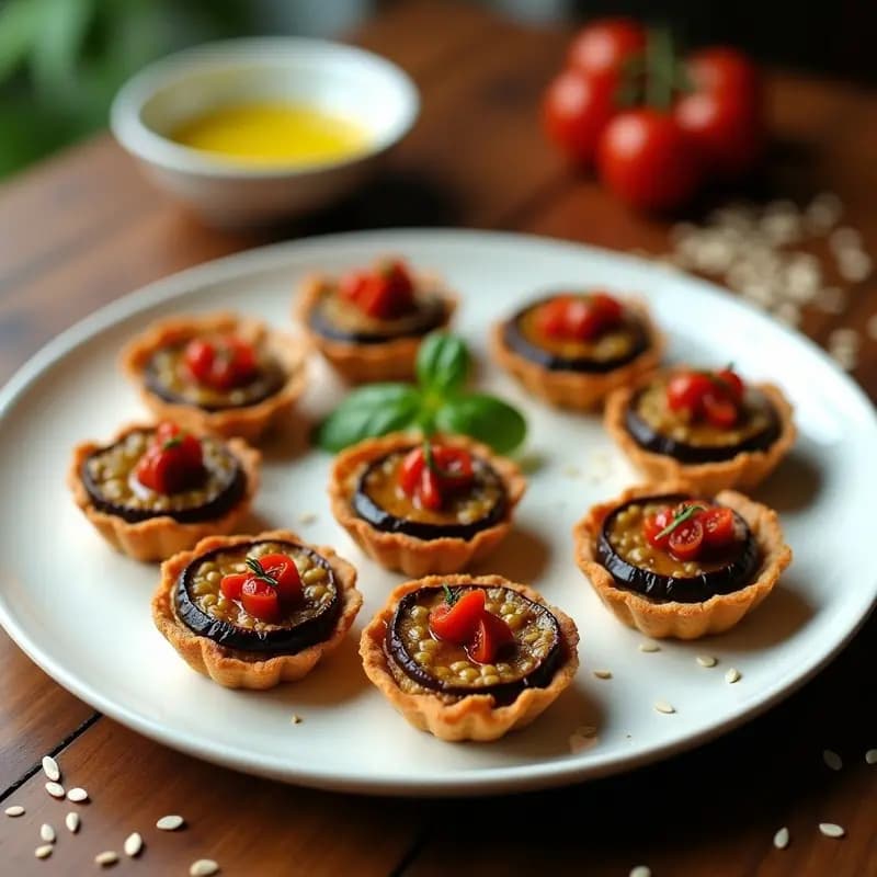 Tartaletas de Base de Lentejas y Relleno de Berenjenas Ahumadas: Aperitivo Vegano Sin Horno