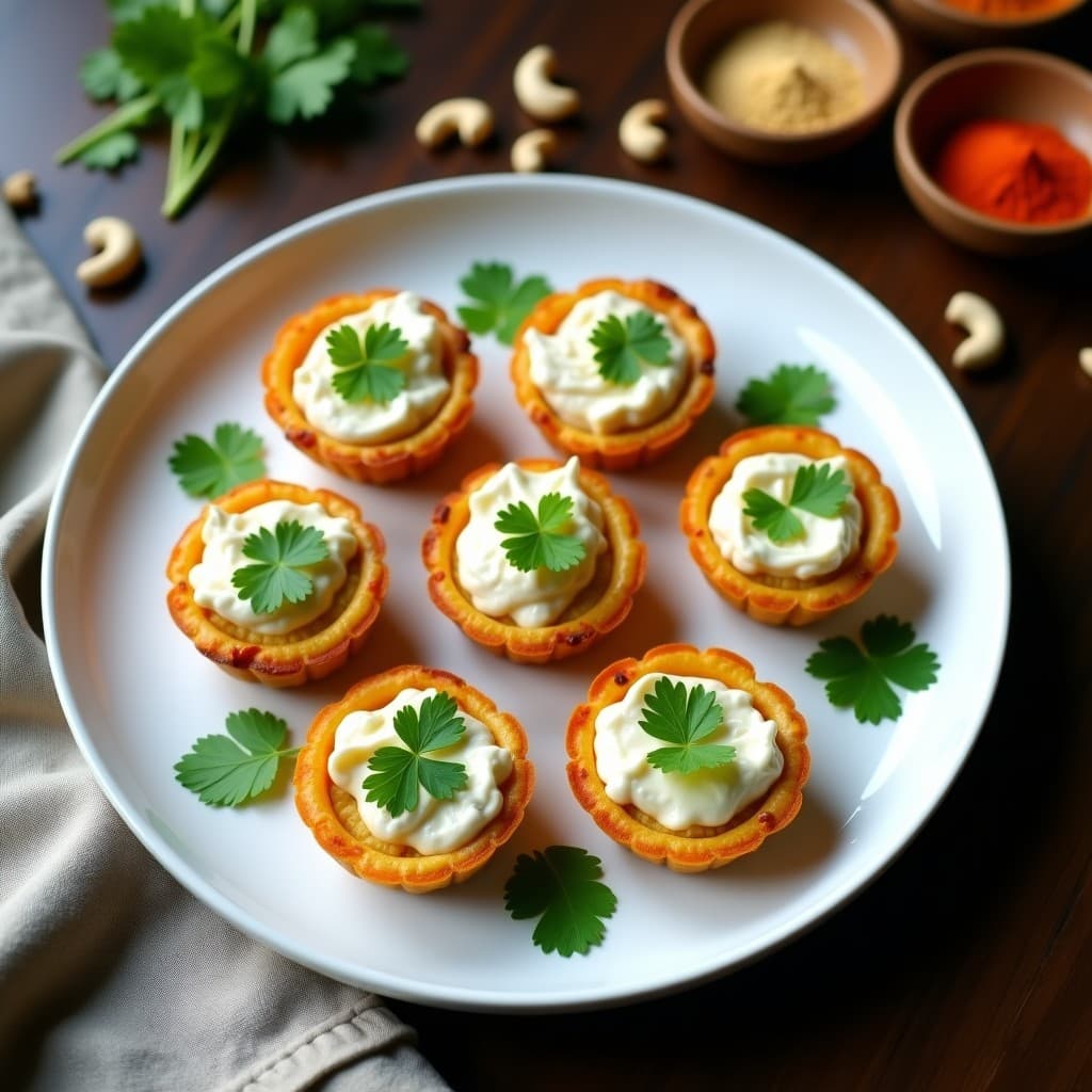 Tartaletas de Masa de Lentejas Rojas y Espárragos Blancos: Entrante Indio Vegano